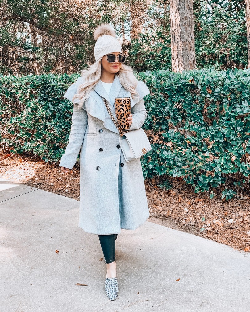 Powder Blue Pea Coat Whitney Rife Fashion Blogger Winter Looks