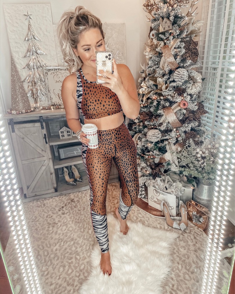 leopard workout outfit Whitney Rife Fashion Blogger Winter Looks